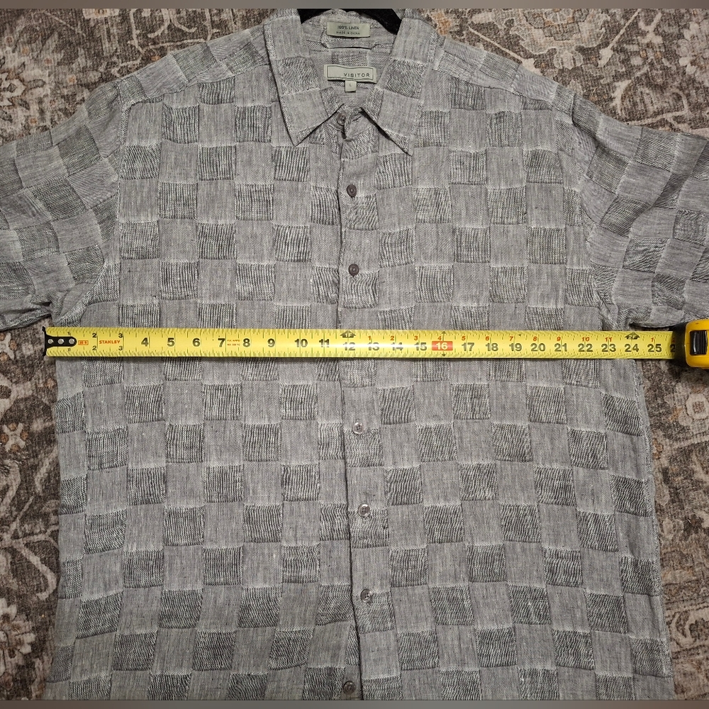 Visitor Mens 100% Linen Button Down Shirt - Picture 8 of 9